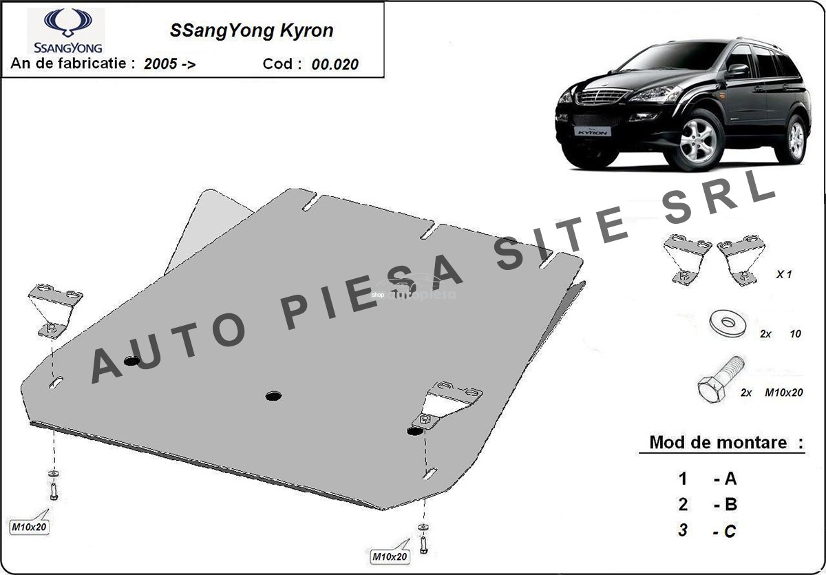 Scut metalic cutie viteze SsangYong Kyron fabricat incepand cu 2005