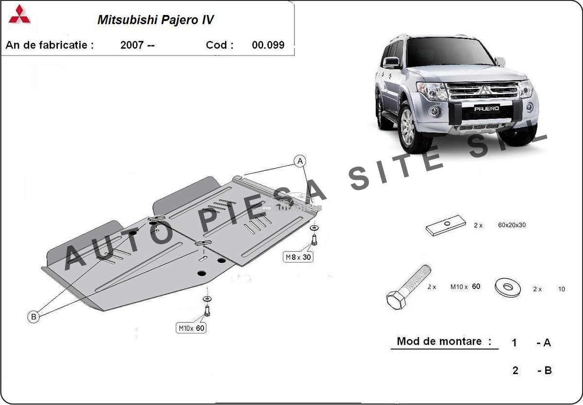 Scut metalic cutie + diferential Mitsubishi Pajero 4 IV fabricat incepand cu 2007