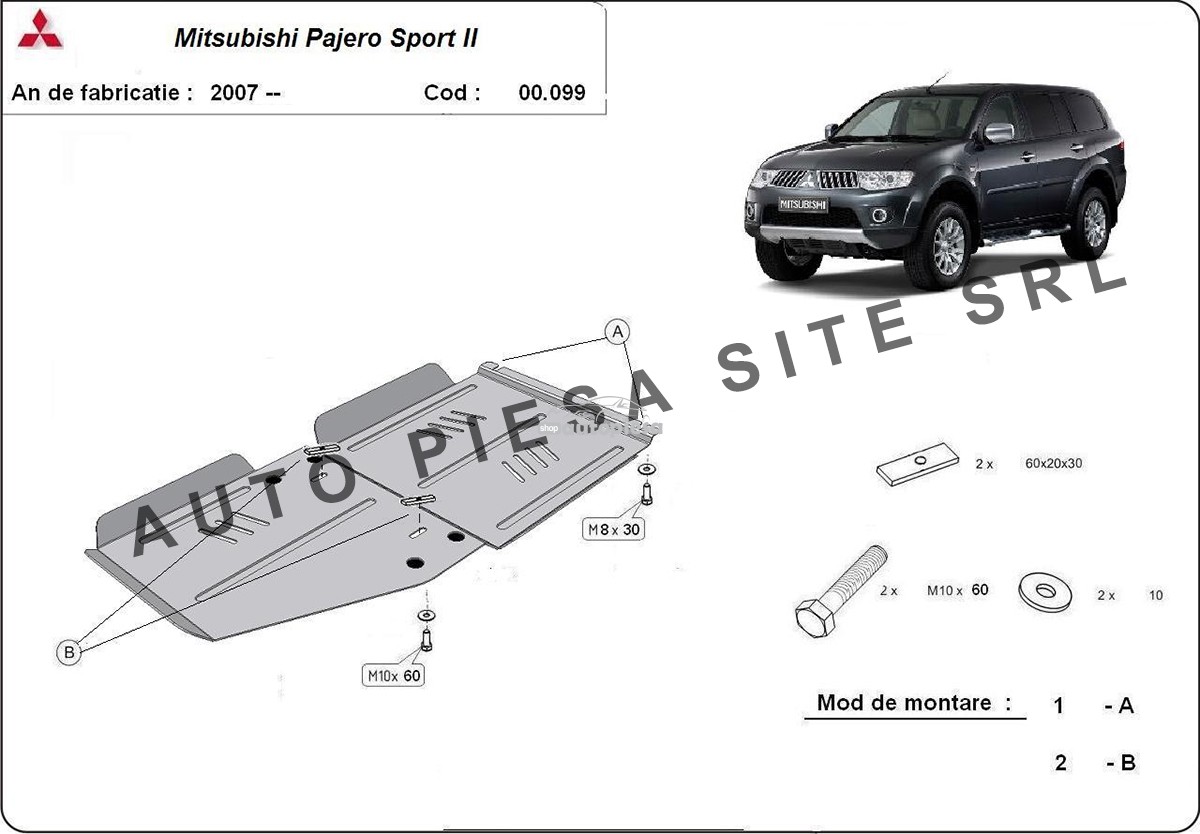Scut metalic cutie + diferential Mitsubishi Pajero Sport 2 II fabricat incepand cu 2007