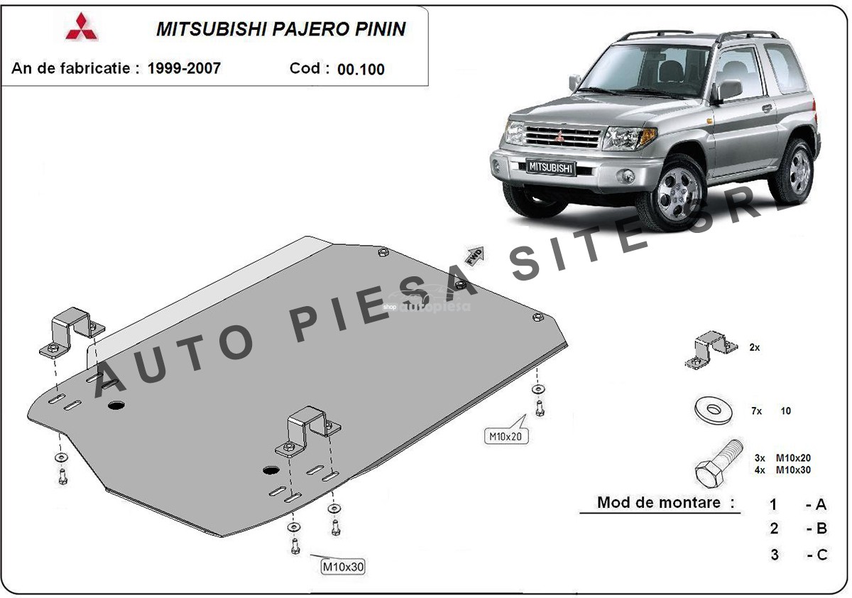 Scut metalic cutie Mitsubishi Pajero Pinin fabricat in perioada 1997 - 2007