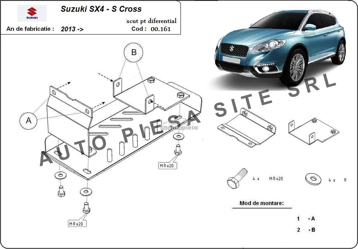 Scut metalic diferential spate Suzuki SX4 S-Cross 4X4 fabricat incepand cu 2013