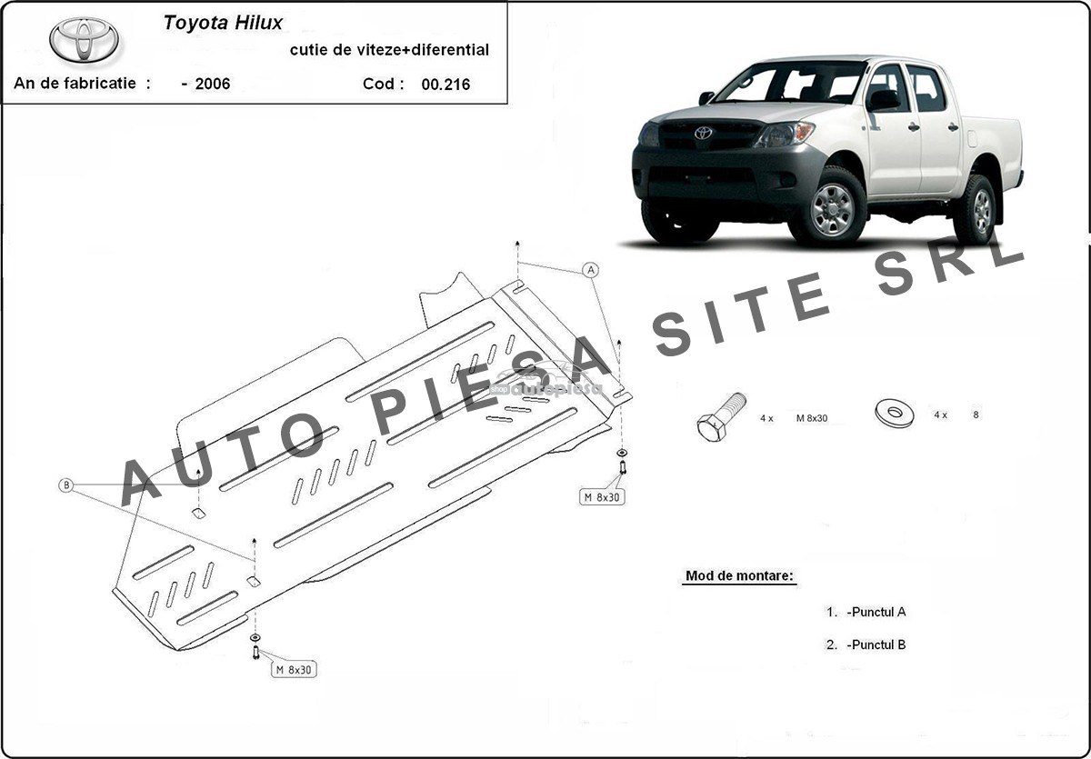 Scut metalic cutie viteze + diferential Toyota Hilux fabricata incepand cu 2006