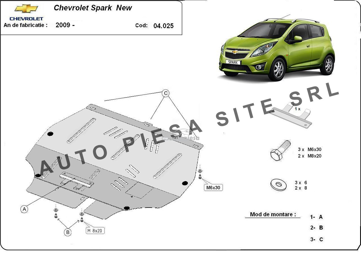 Scut metalic motor Chevrolet Spark fabricat incepand cu 2009
