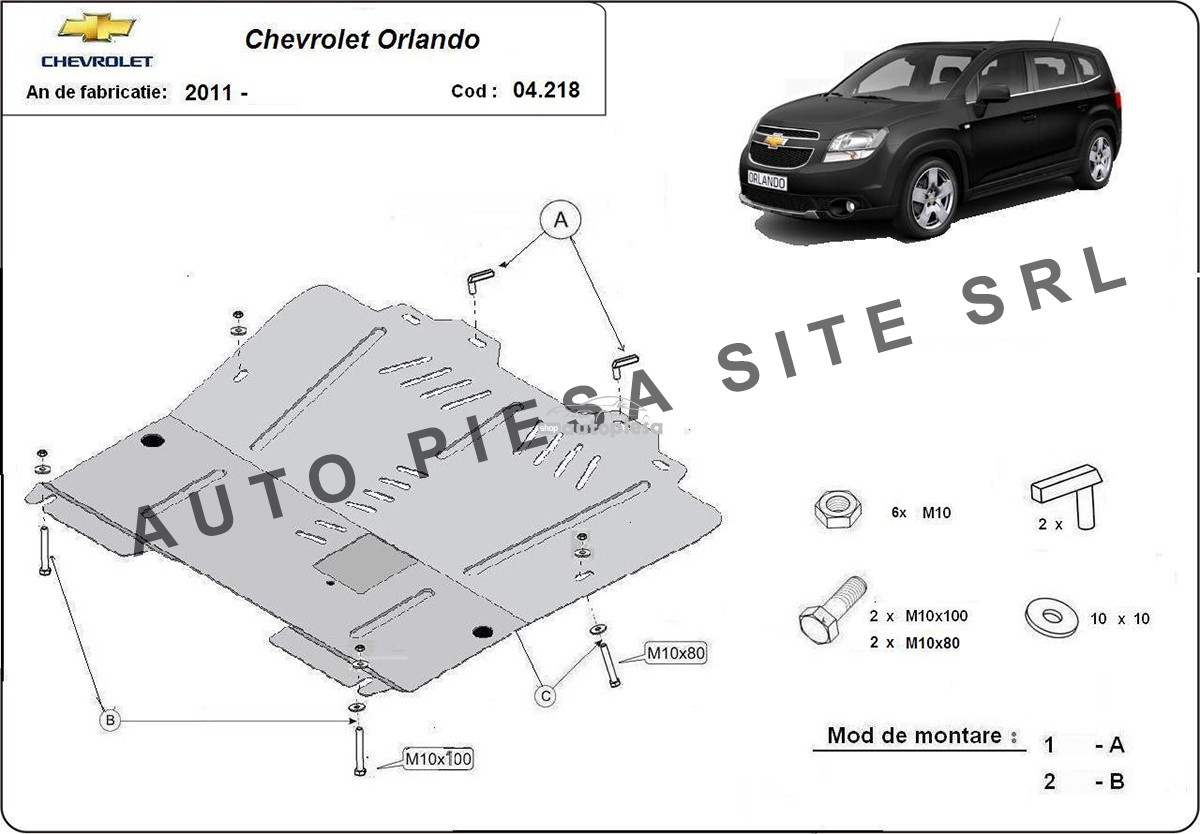 Scut metalic motor Chevrolet Orlando fabricat incepand cu 2011