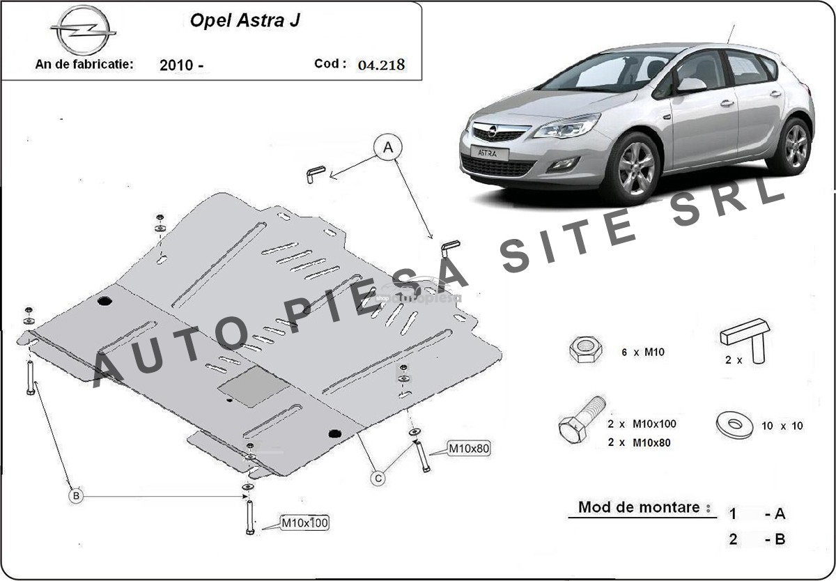 Scut metalic motor Opel Astra J fabricat incepand cu 2010