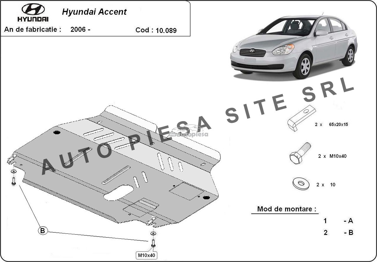 Scut metalic motor Hyundai Accent 3 III fabricat incepand cu 2006
