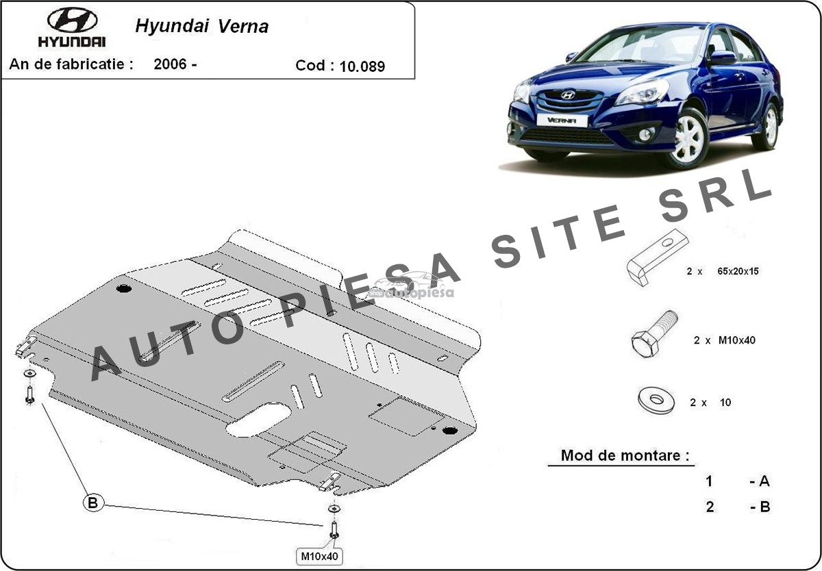 Scut metalic motor Hyundai Verna fabricat incepand cu 2006