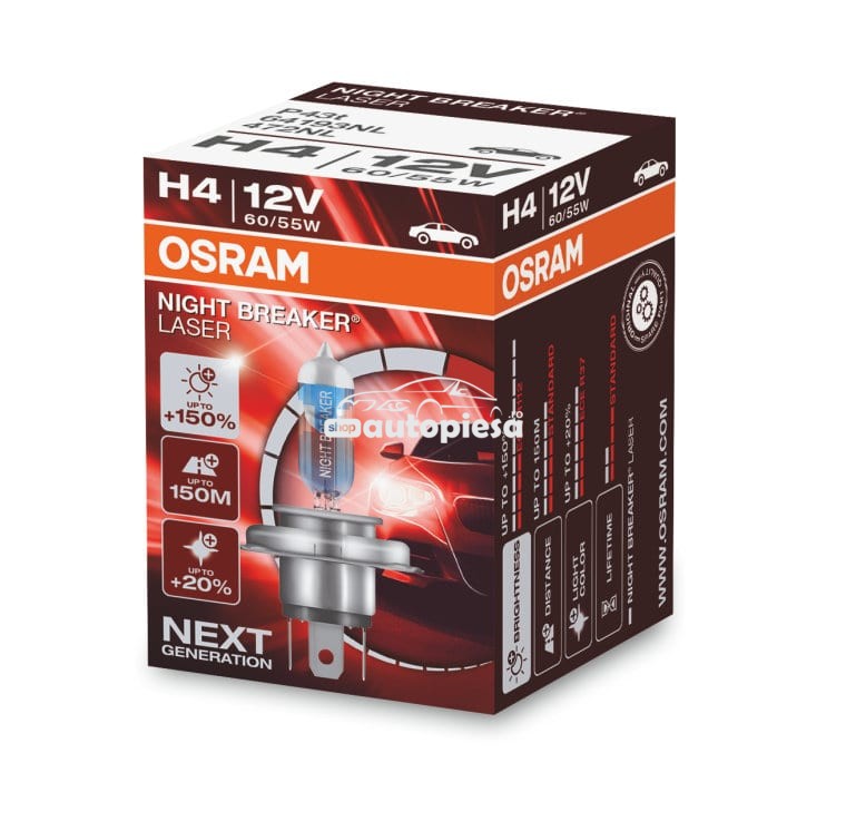 Bec Osram H4 Night Breaker Laser Next Gen (+150% lumina) 12V 55W