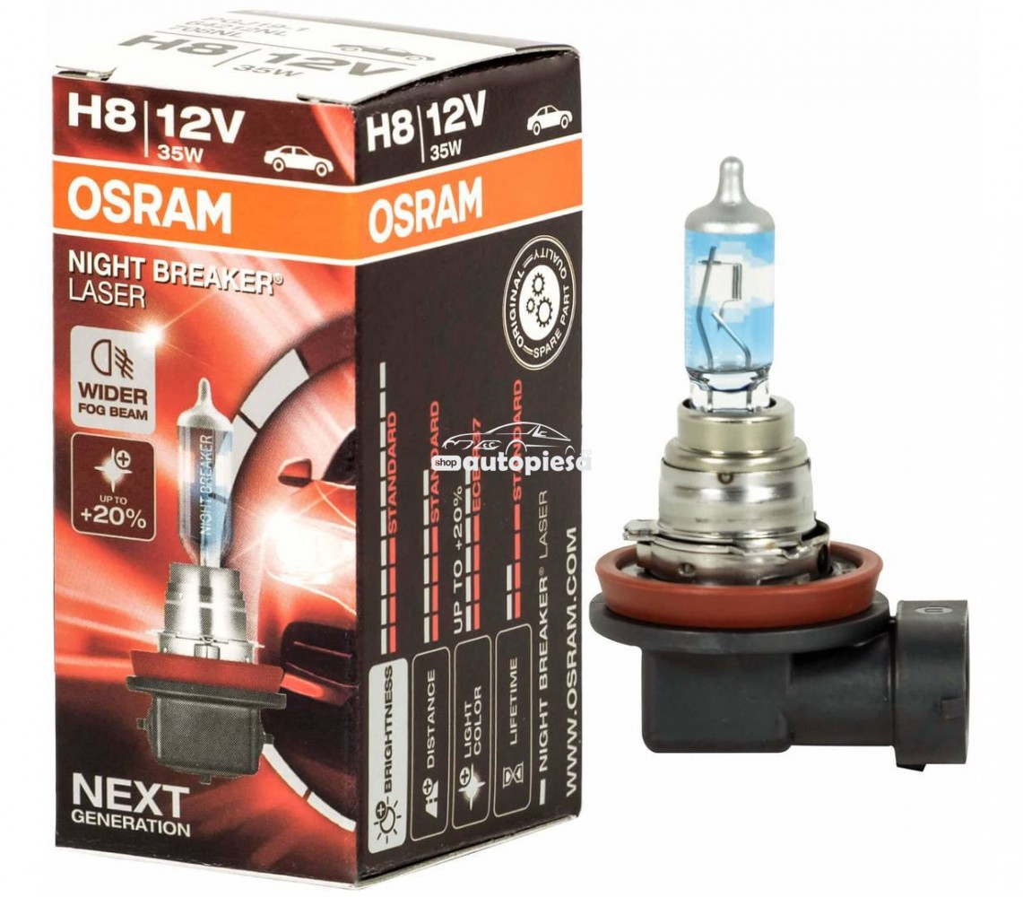 Bec Osram H8 Night Breaker Laser Next Gen (+150% lumina) 12V 35W