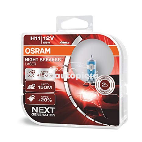 Set 2 becuri Osram H11 Night Breaker Laser Next Gen (+150% lumina) 12V 55W