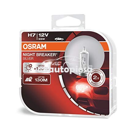 Set 2 becuri Osram H7 Night Breaker Silver (+100% lumina) 12V 55W