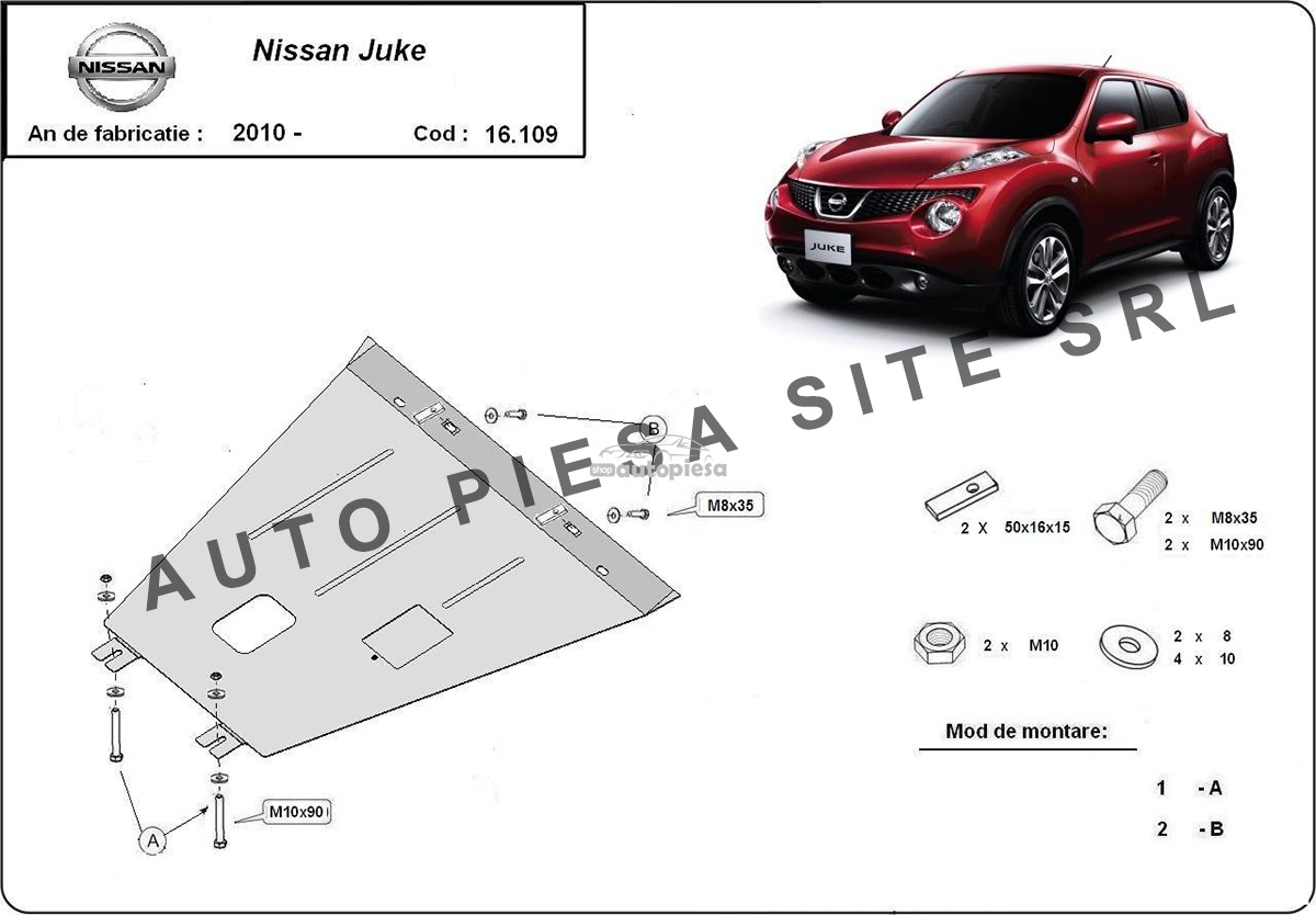 Scut metalic motor Nissan Juke fabricat incepand cu 2010