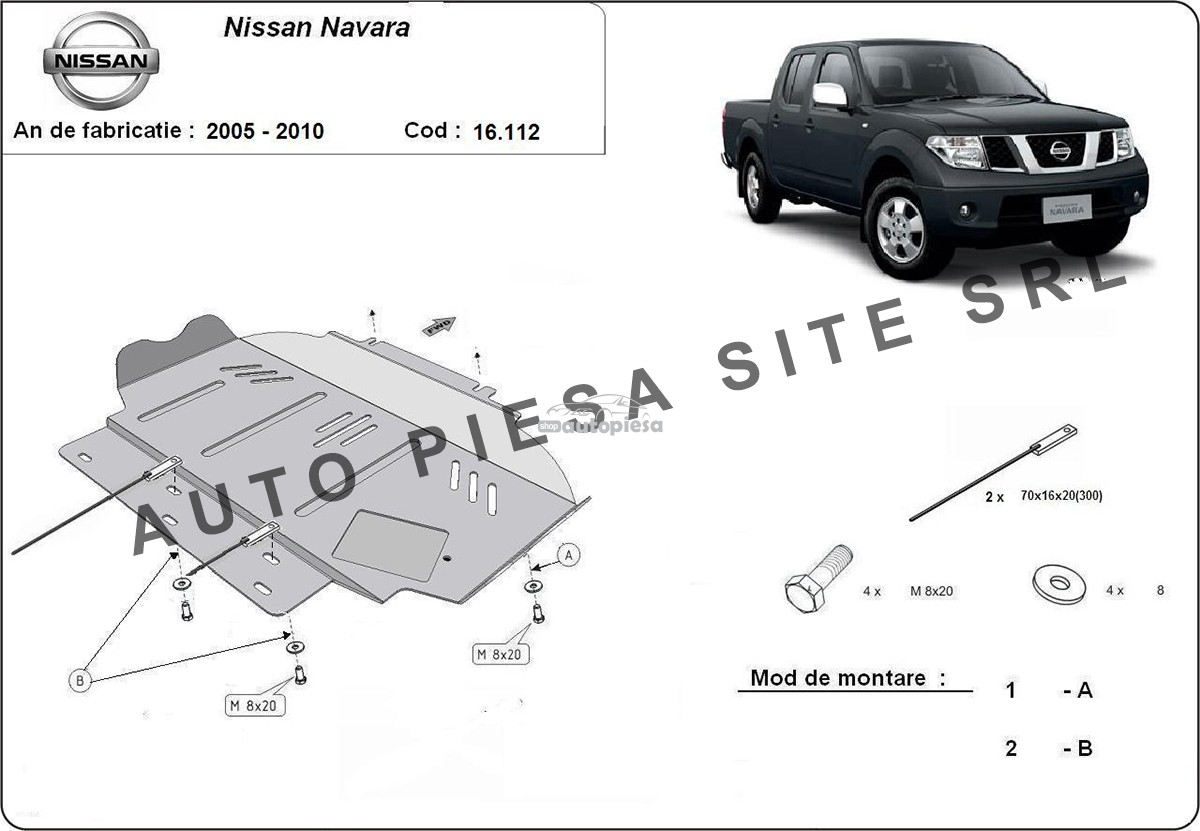 Scut metalic motor Nissan Navara fabricat incepand cu 2005