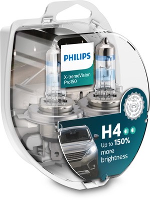 Set 2 becuri Philips H4 X-tremeVision Pro150 (+150% lumina) 12V 60/55W