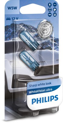 Set 2 becuri Philips W5W WhiteVision Ultra 12V 5W