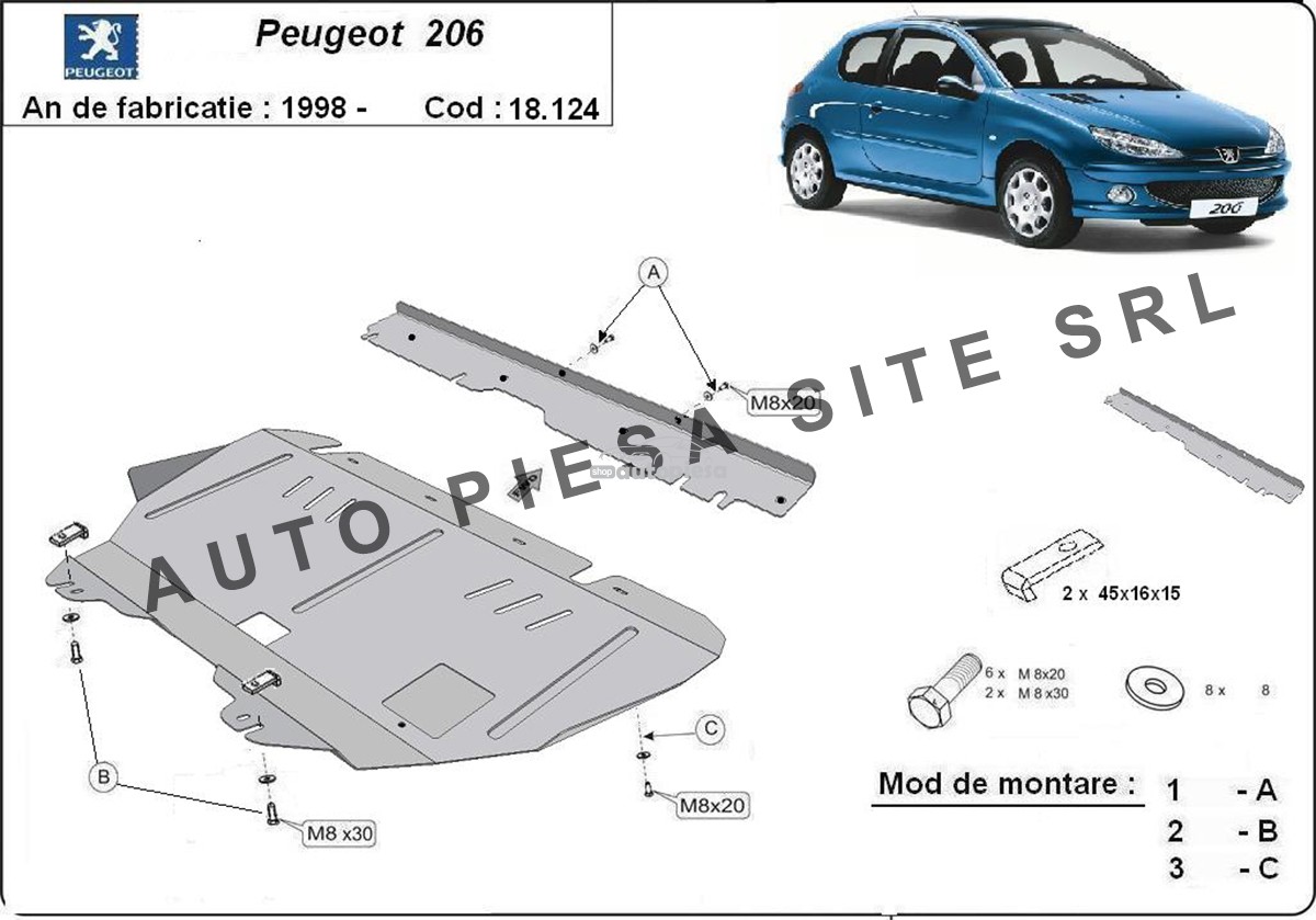 Scut metalic motor Peugeot 206 fabricat incepand cu 1998 18124-Peugeot-206.jpg
