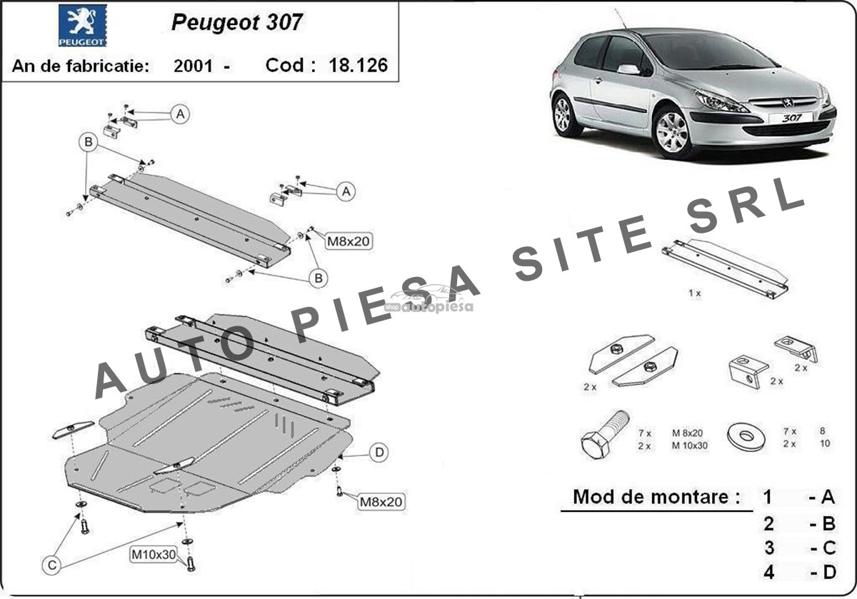Scut metalic motor Peugeot 307 fabricat incepand cu 2001 18126-Peugeot-307.jpg