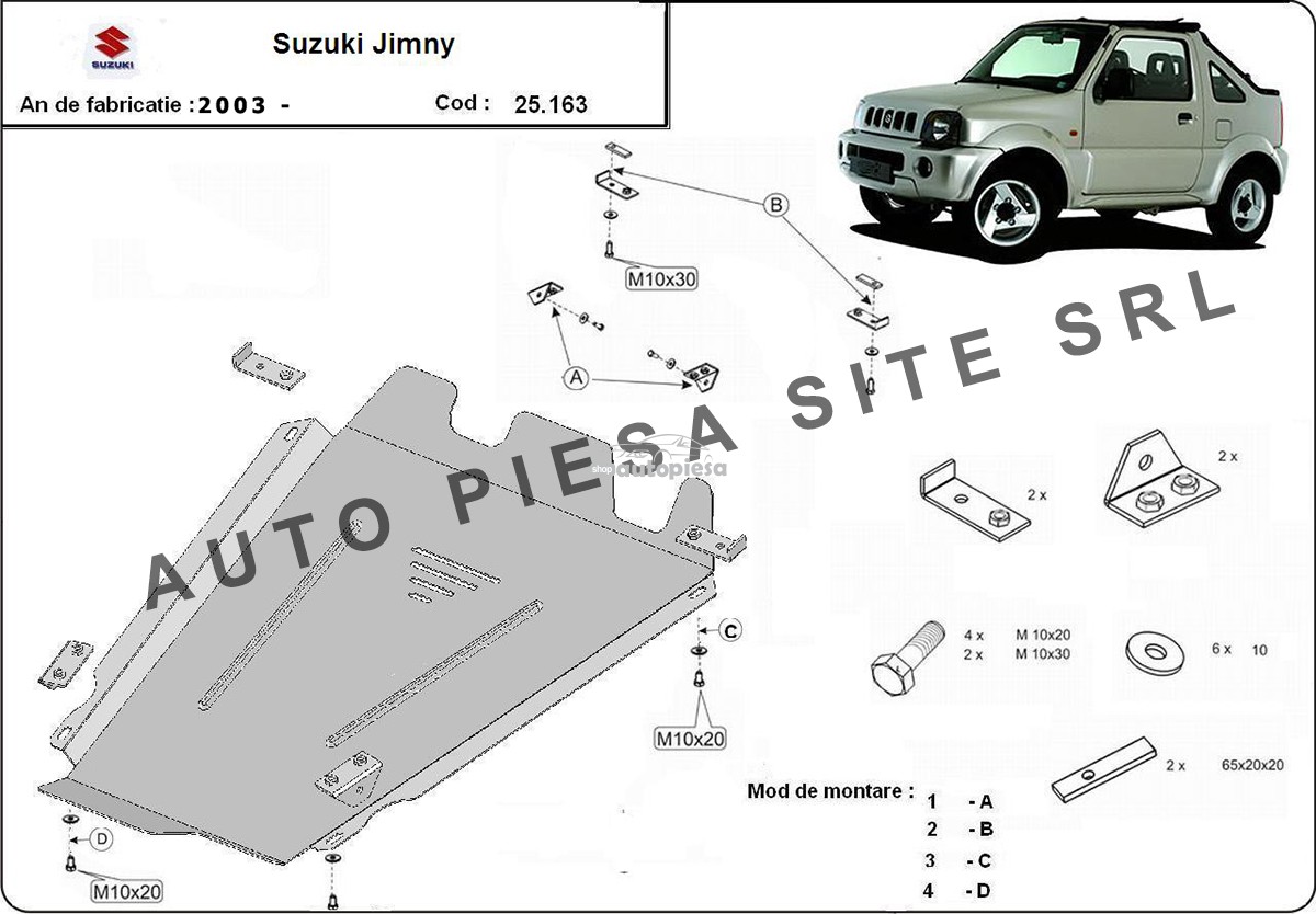 Scut metalic cutie viteze + diferential Suzuki Jimny fabricat incepand cu 2003