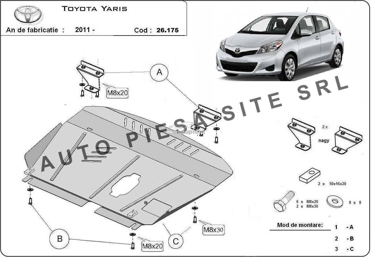 Scut metalic motor Toyota Yaris fabricata incepand cu 2011
