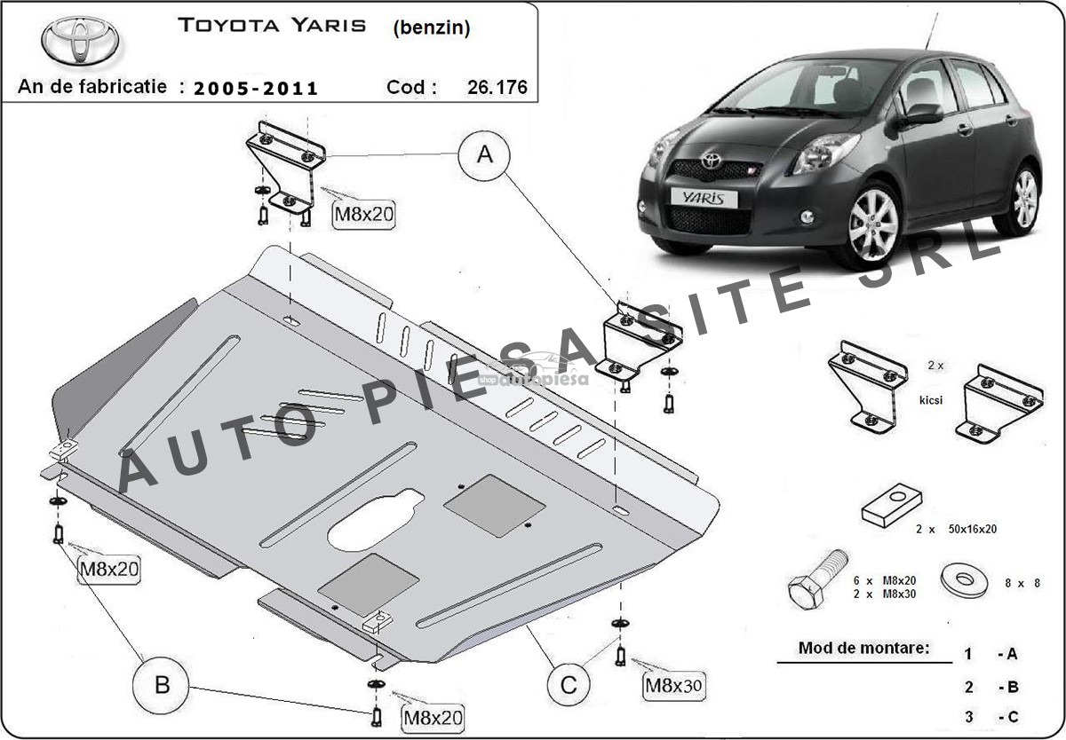 Scut metalic motor Toyota Yaris benzina fabricata in perioada 2005 - 2011 26176-Toyota-Yaris-Benzin.jpg