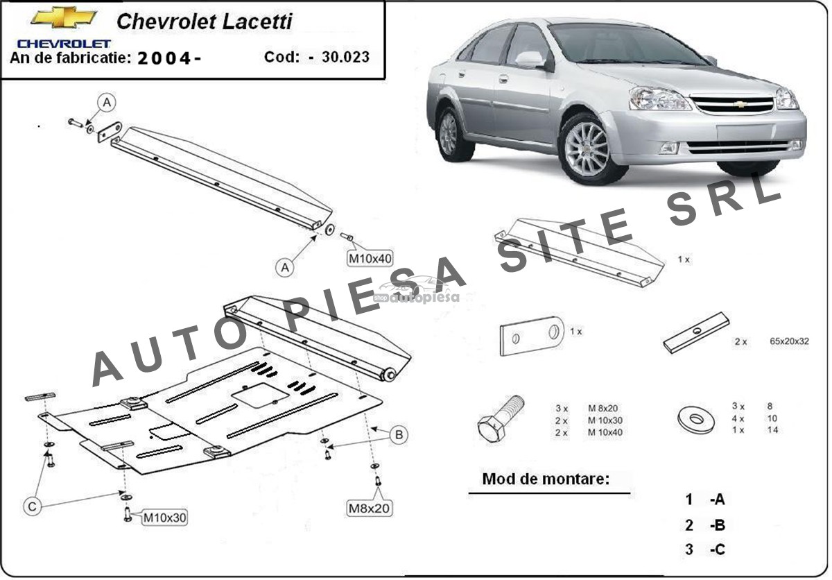 Scut metalic motor Chevrolet Lacetti fabricat incepand cu 2004