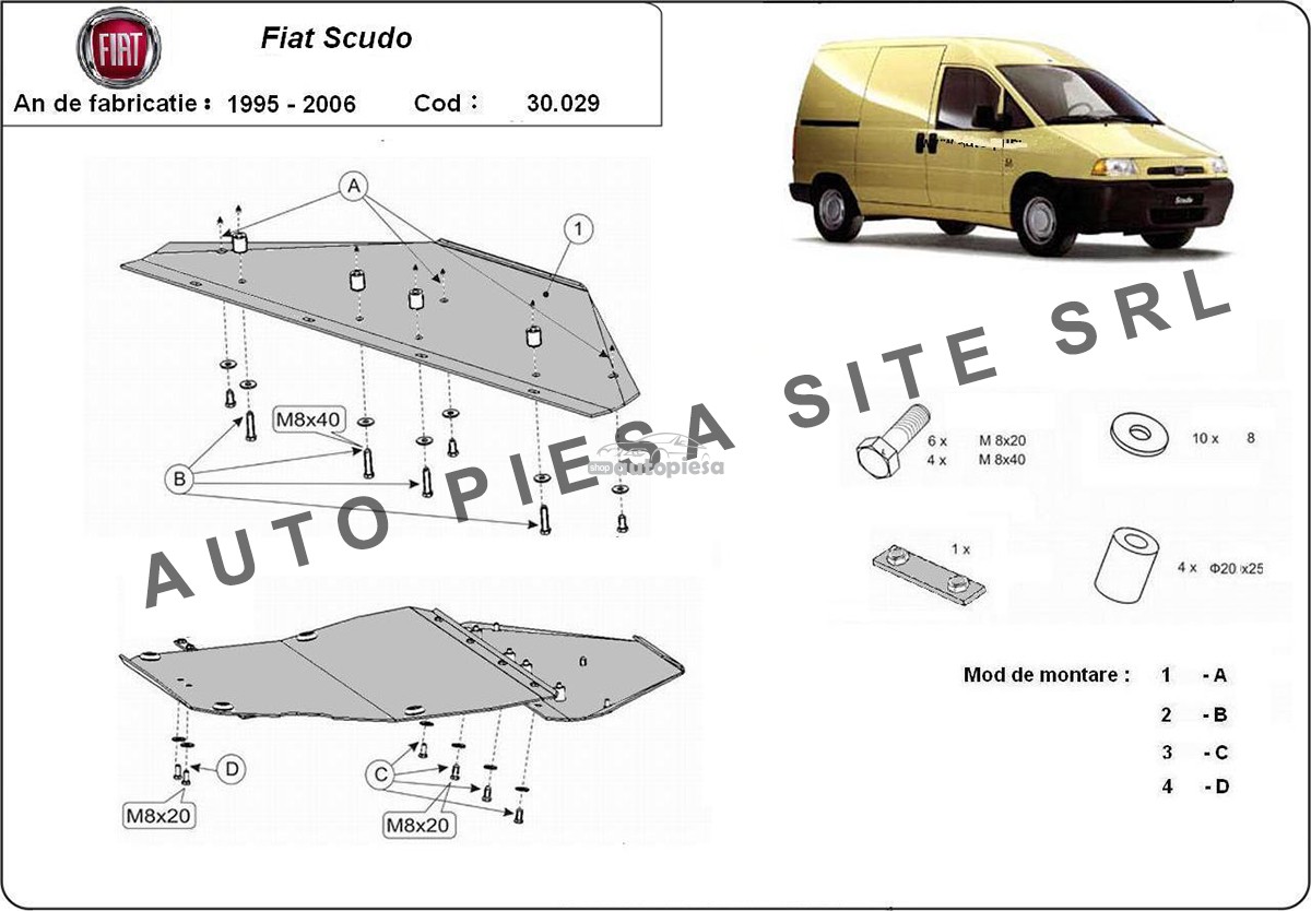 Scut metalic motor Fiat Scudo 1995-2006