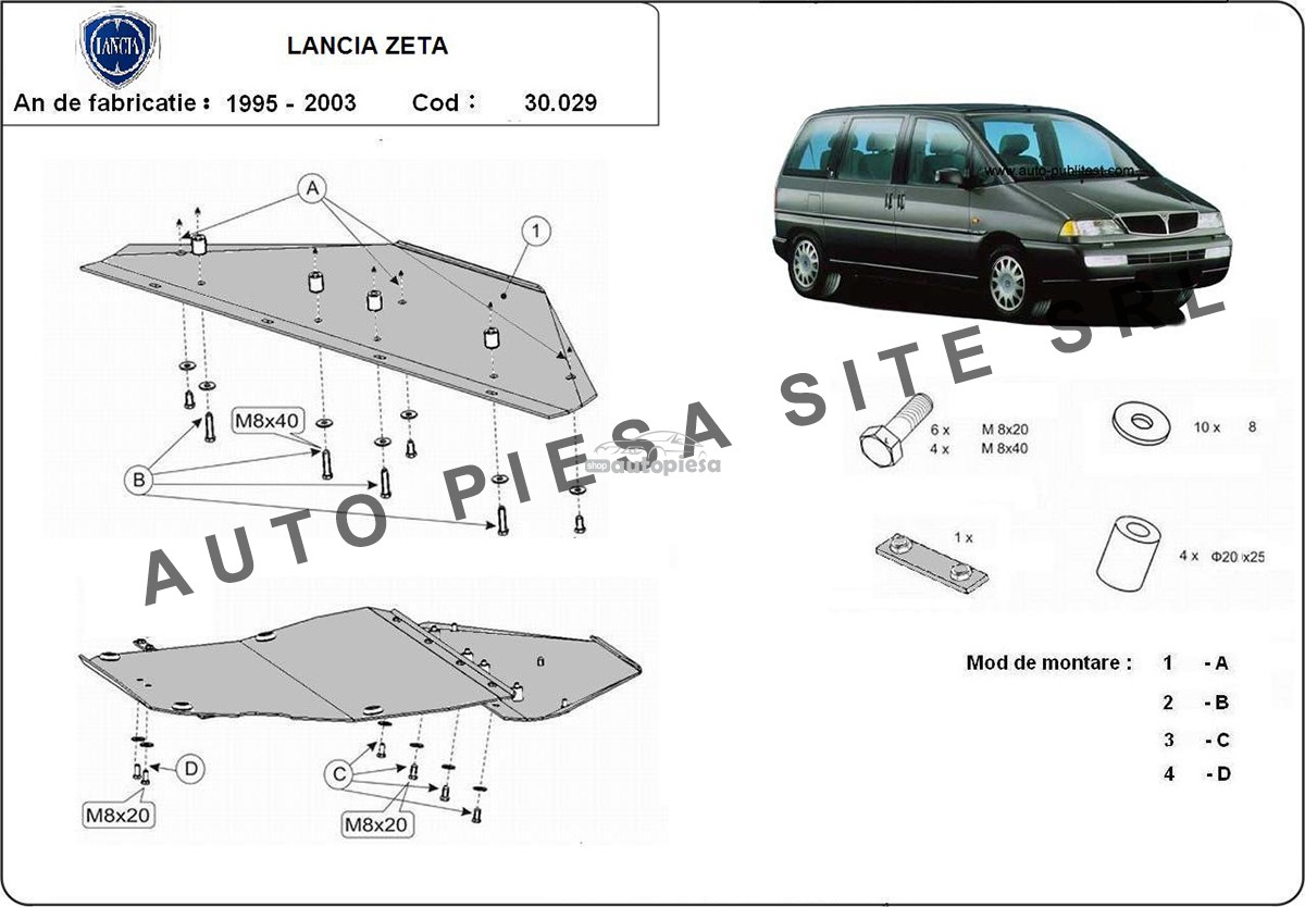 Scut metalic motor Lancia Zeta fabricata in perioada 1995 - 2003