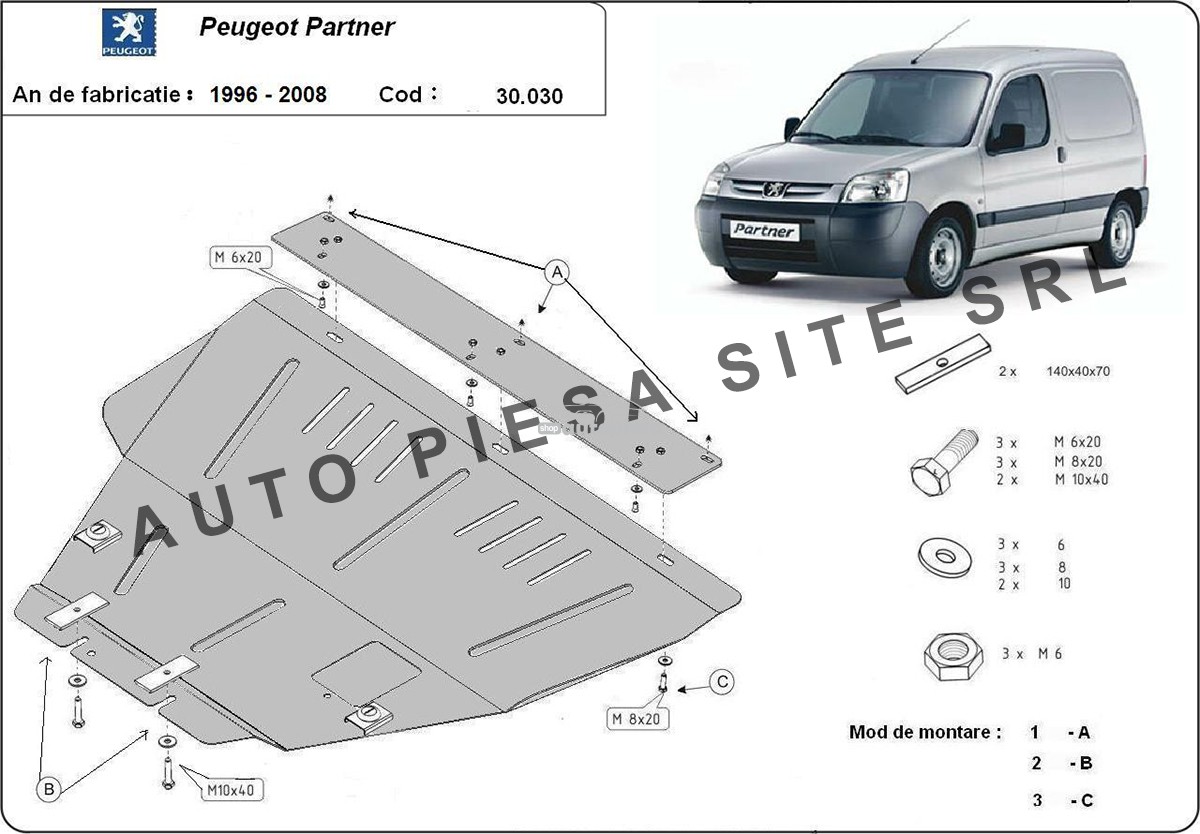 Scut metalic motor Peugeot Partner fabricat in perioada 1996 - 2008 30030-Peugeot-Partner.jpg