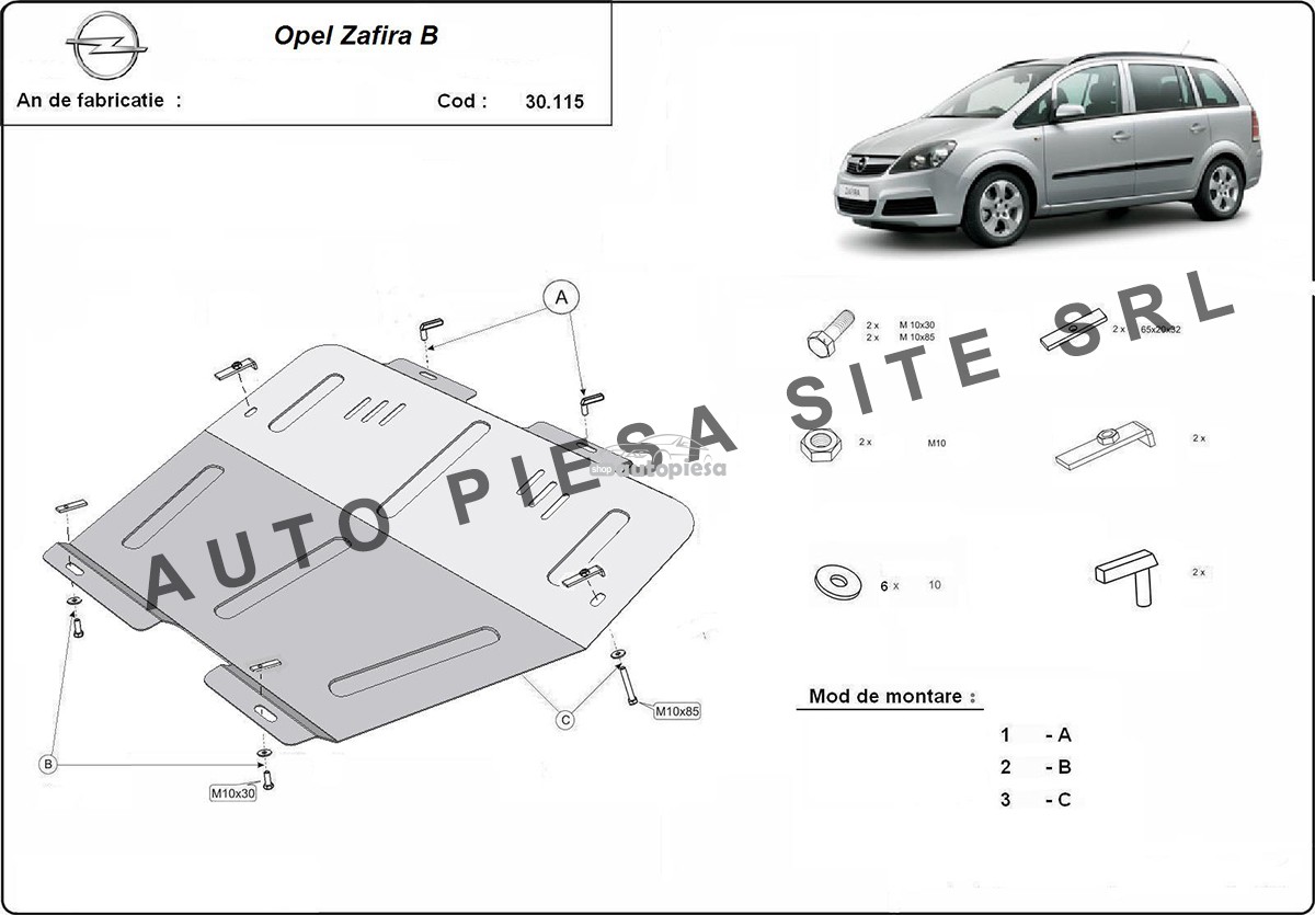 Scut metalic motor Opel Zafira B fabricat incepand cu 2005 30115-Opel-Zafira-B.jpg