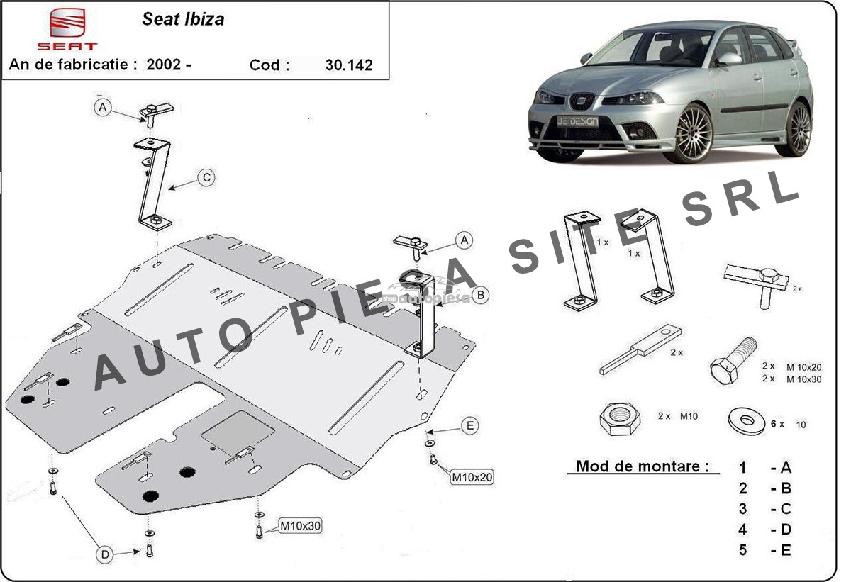 Scut metalic motor Seat Ibiza 3 III fabricat incepand cu 2002
