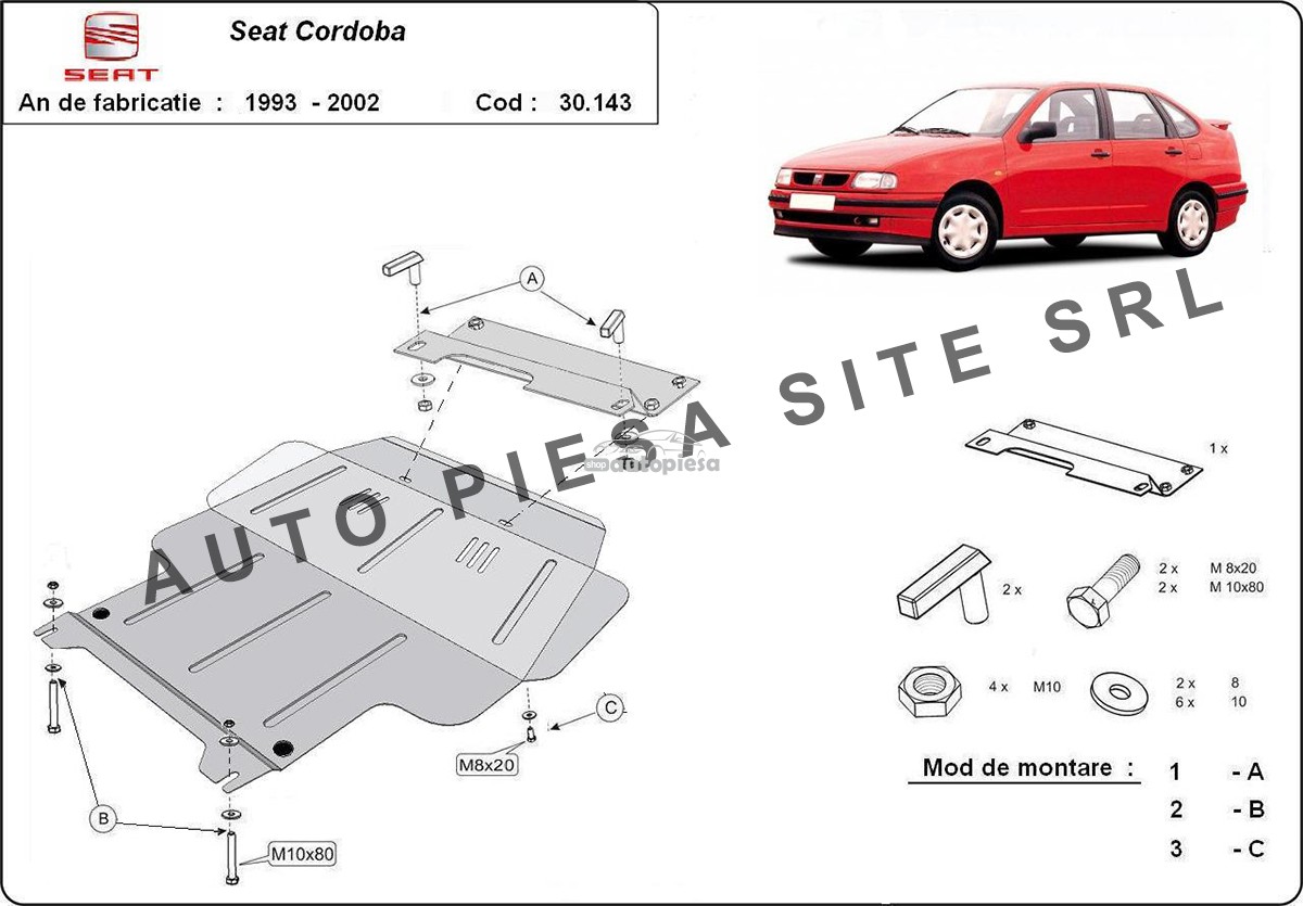 Scut metalic motor Seat Cordoba (6K1, 6K2, 6K5) fabricat in perioada 1993 - 2001