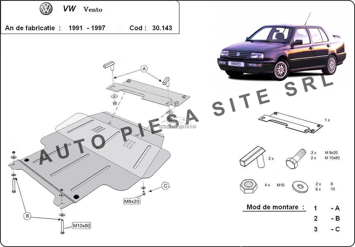Scut metalic motor VW Vento fabricat incepand cu 1991