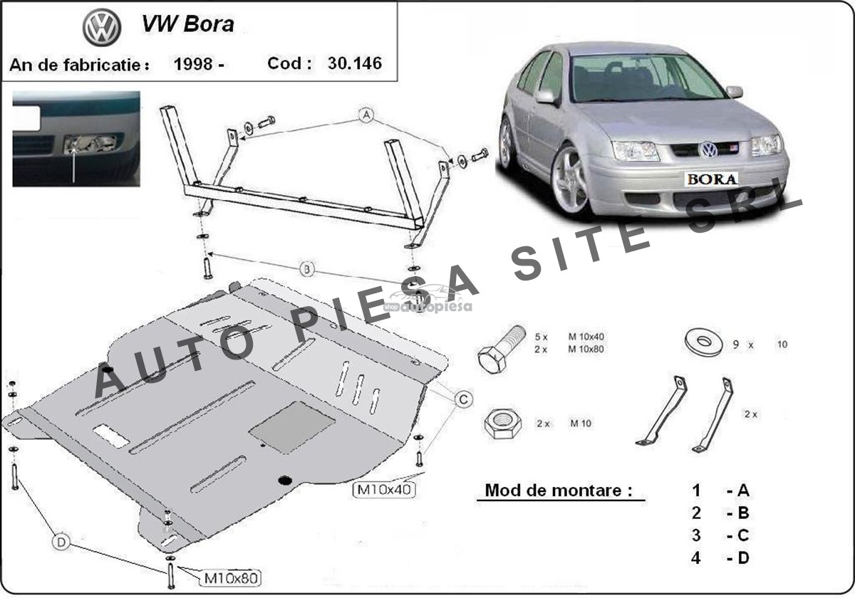 Scut metalic motor VW Bora fabricat incepand cu 1998