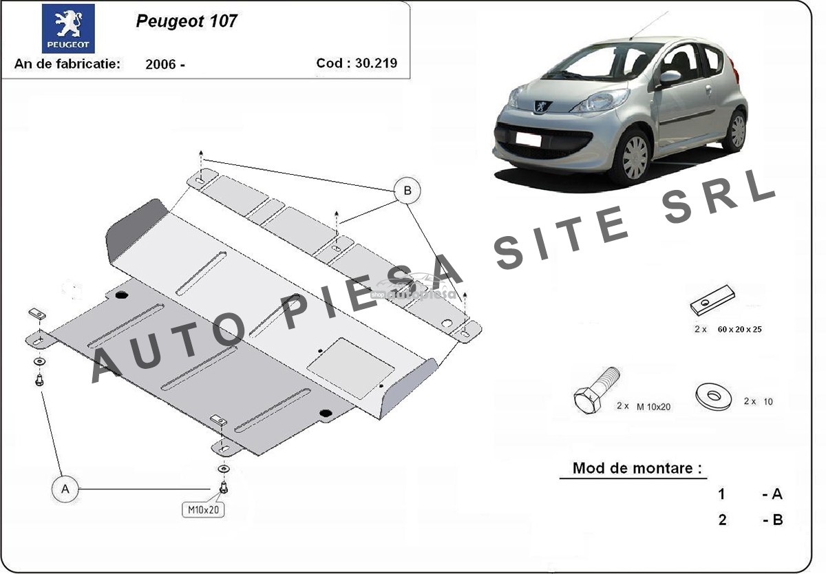 Scut metalic motor Peugeot 107 fabricat incepand cu 2006