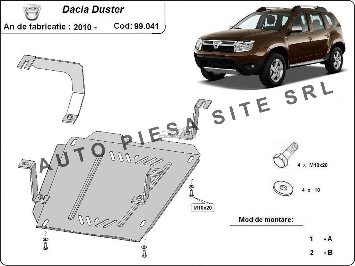 Scut metalic rezervor Dacia Duster fabricata incepand cu 2010