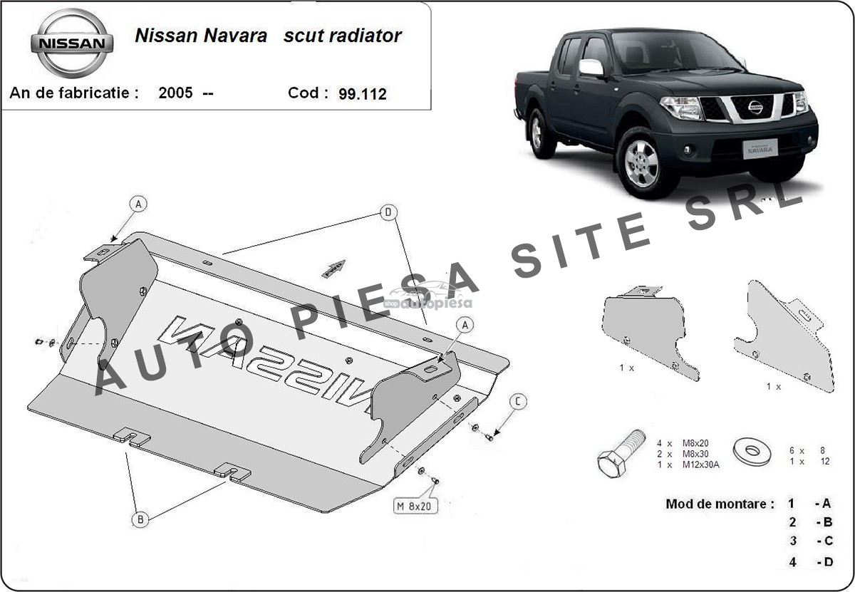 Scut metalic radiator Nissan Navara fabricat incepand cu 2005
