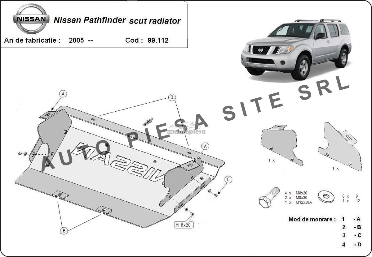 Scut metalic radiator Nissan Pathfinder fabricat incepand cu 2005