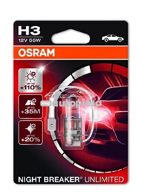 Bec Osram H3 Night Breaker Unlimited (+110% lumina) 12V 55W
