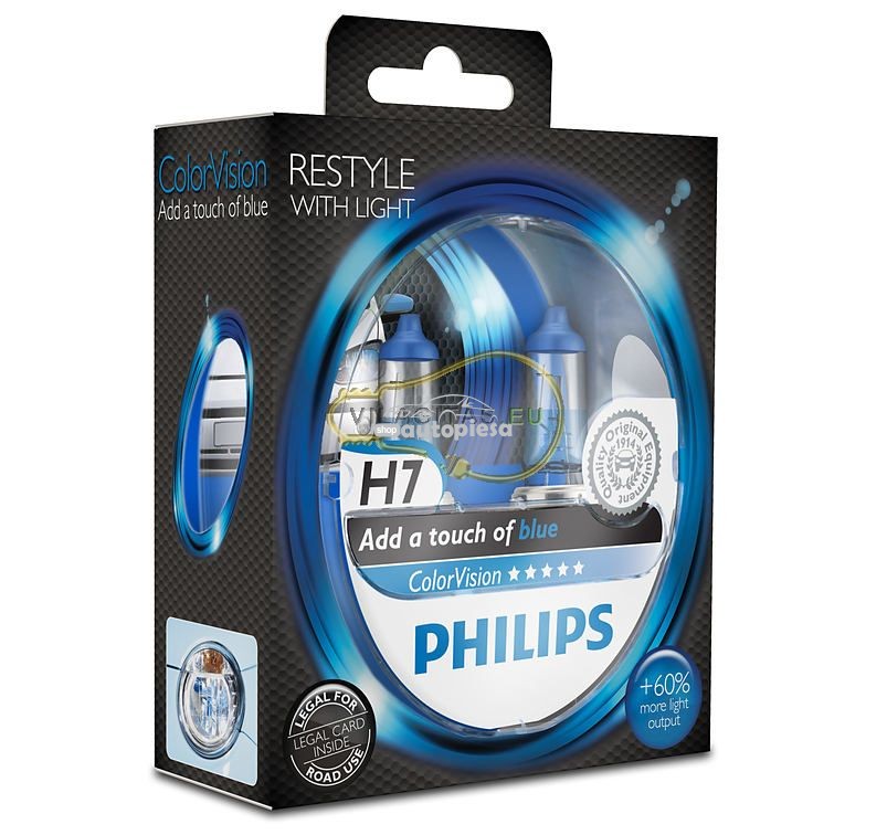 Set 2 becuri Philips H7 ColorVision albastru 12V 55W