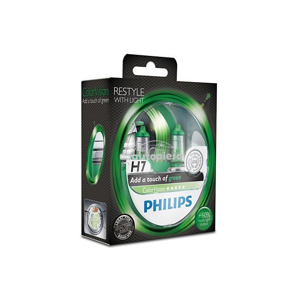 Set 2 becuri Philips H7 ColorVision verde 12V 55W